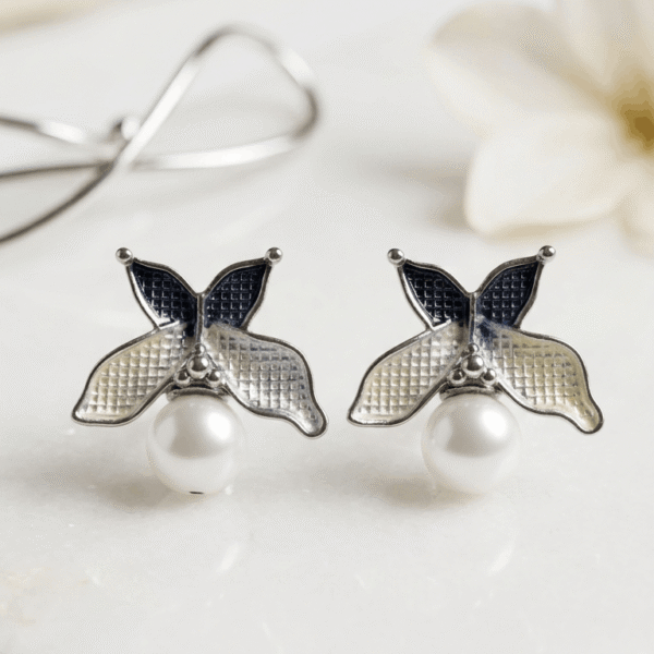 Butterfly Pearl Charm Earrings
