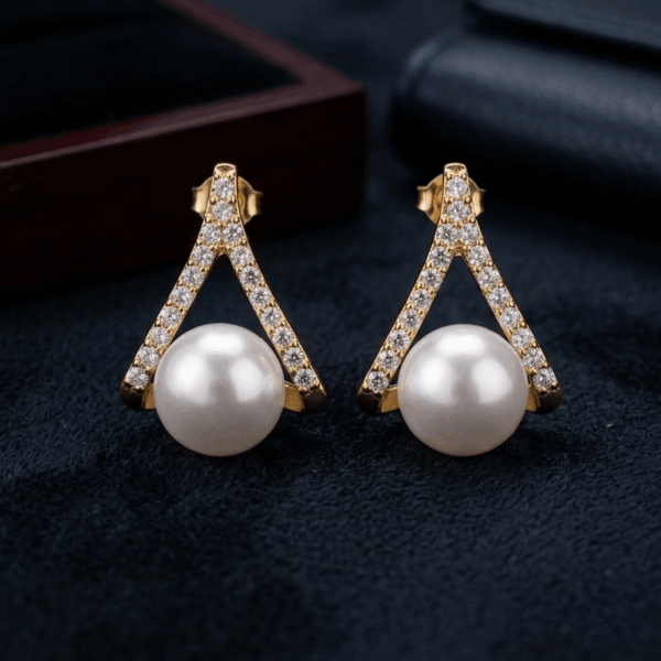 Golden Pearl Charm Earrings