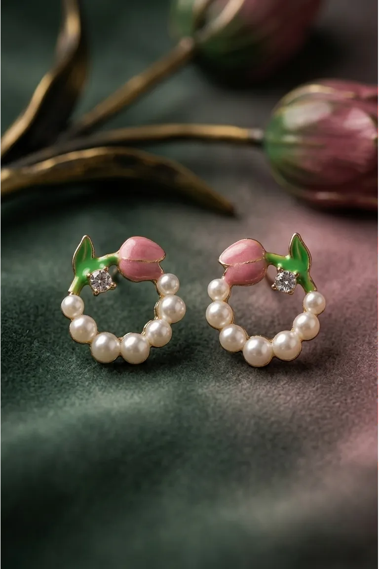 Pink Tulip Pearl Stud Pink Tulip Pearl Stud