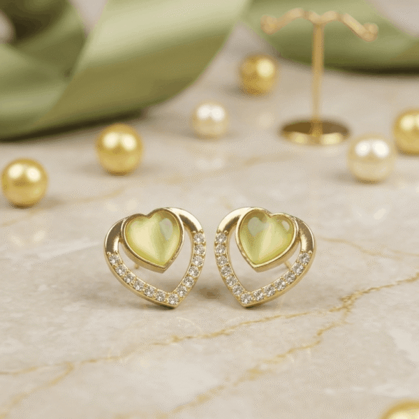 Golden Stud Heart Earring