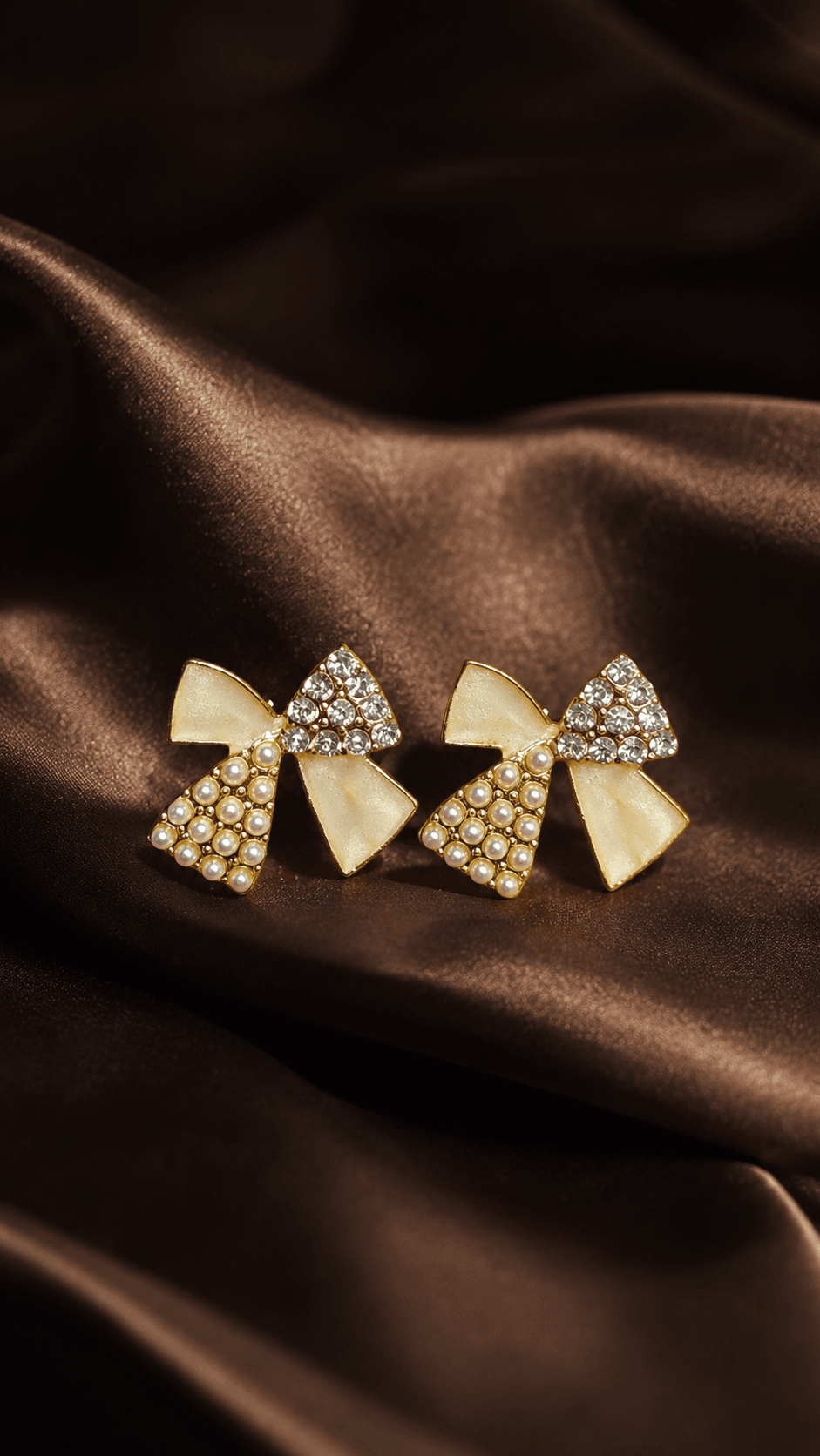 Cute Pearl Ribbon Stud Earrings Cute Pearl Ribbon Stud Earrings