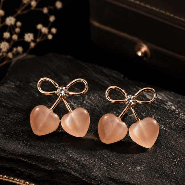 Twin Heart Cherry Studs Earring