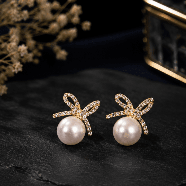 Silver Ribbon Sparkle Studs