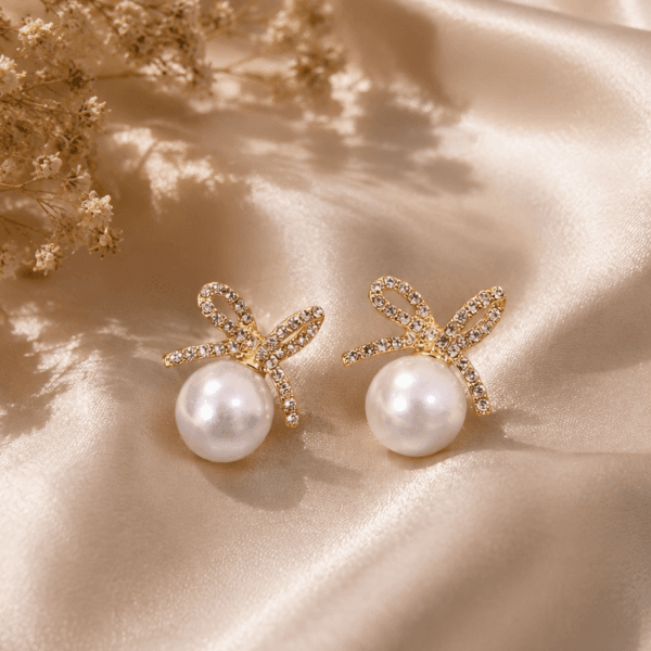 Silver Ribbon Sparkle Studs