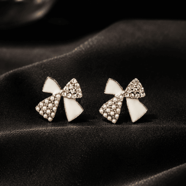 Pearl & Crystal Ribbon Earrings