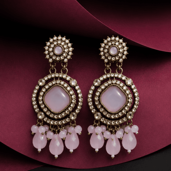 Pink Stone Chandbali Earring