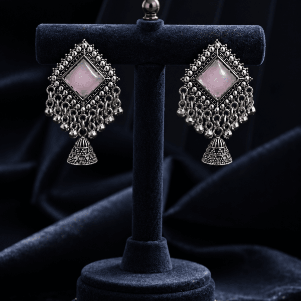 Emerald Oxidised Purple Jhumka