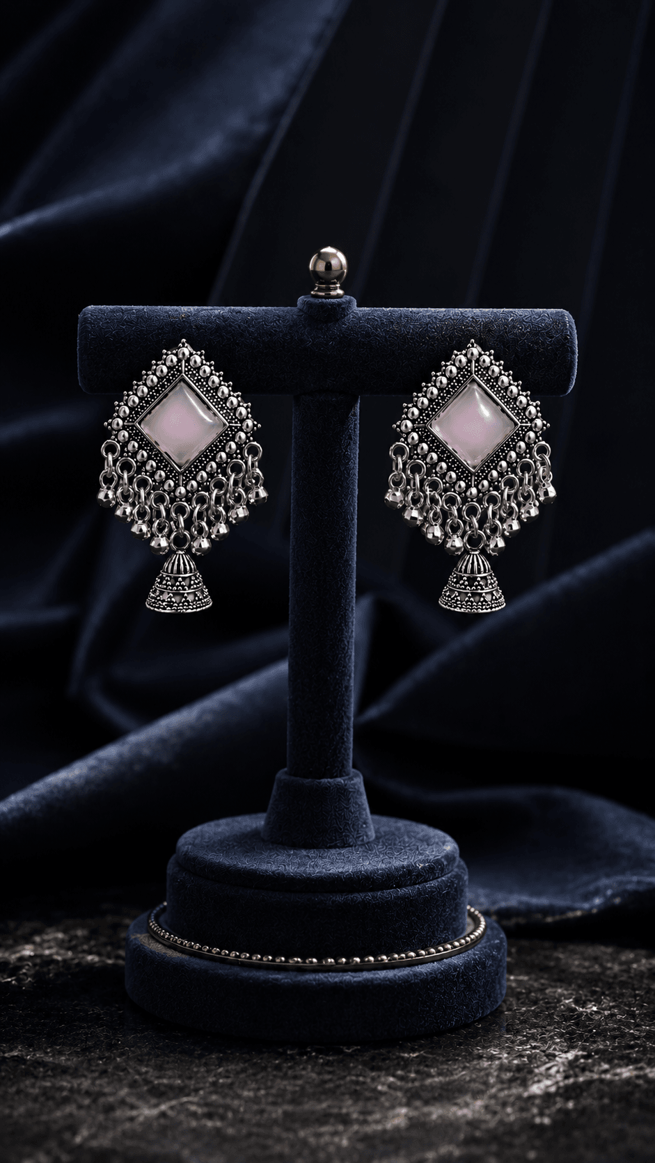 Emerald Oxidised Purple Jhumka Emerald Oxidised Purple Jhumka
