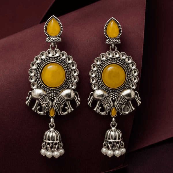 Royal Mustard Stone Ethnic Jhumka