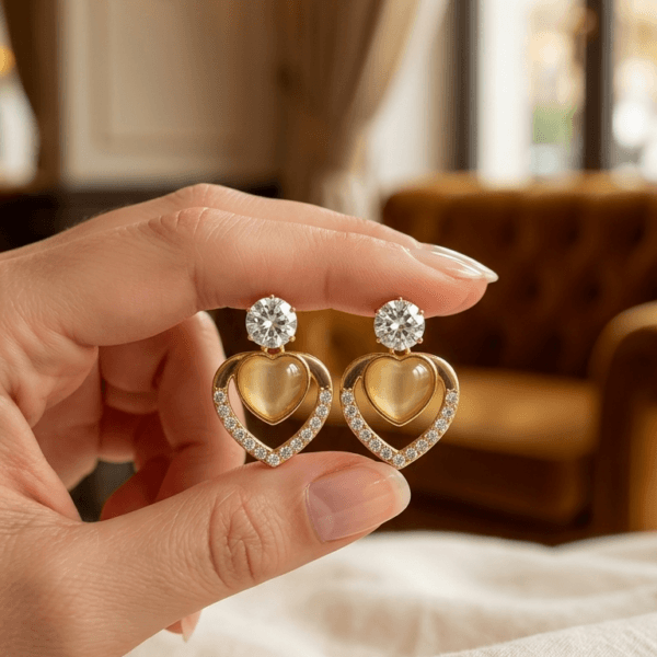 Golden Glow Open Heart Studs